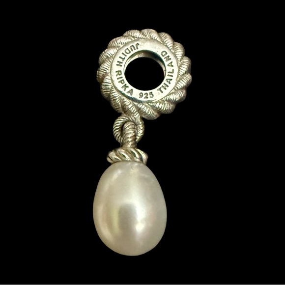 Judith Ripka Sterling Silver Cultured Freshwater Pearl Dangle Charm Pendant - Picture 2 of 4